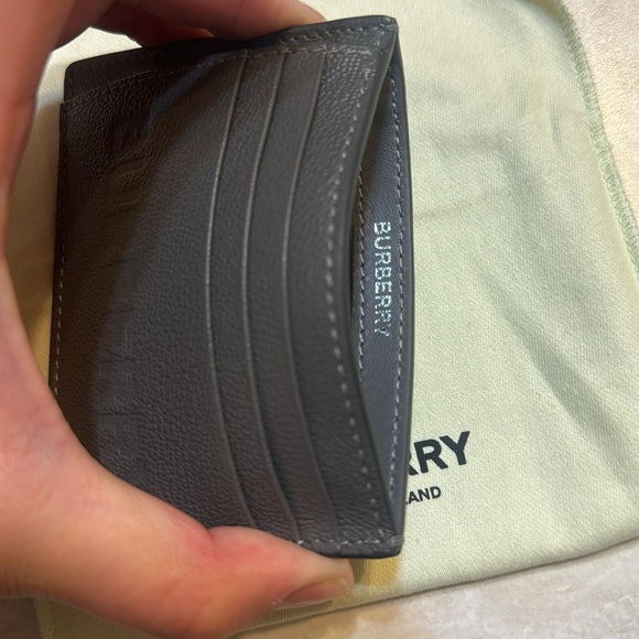 Burberry, Chase Money Clip Wallet Card Case Embossed Logo, Charcoal Grey - Picture 6 of 8
